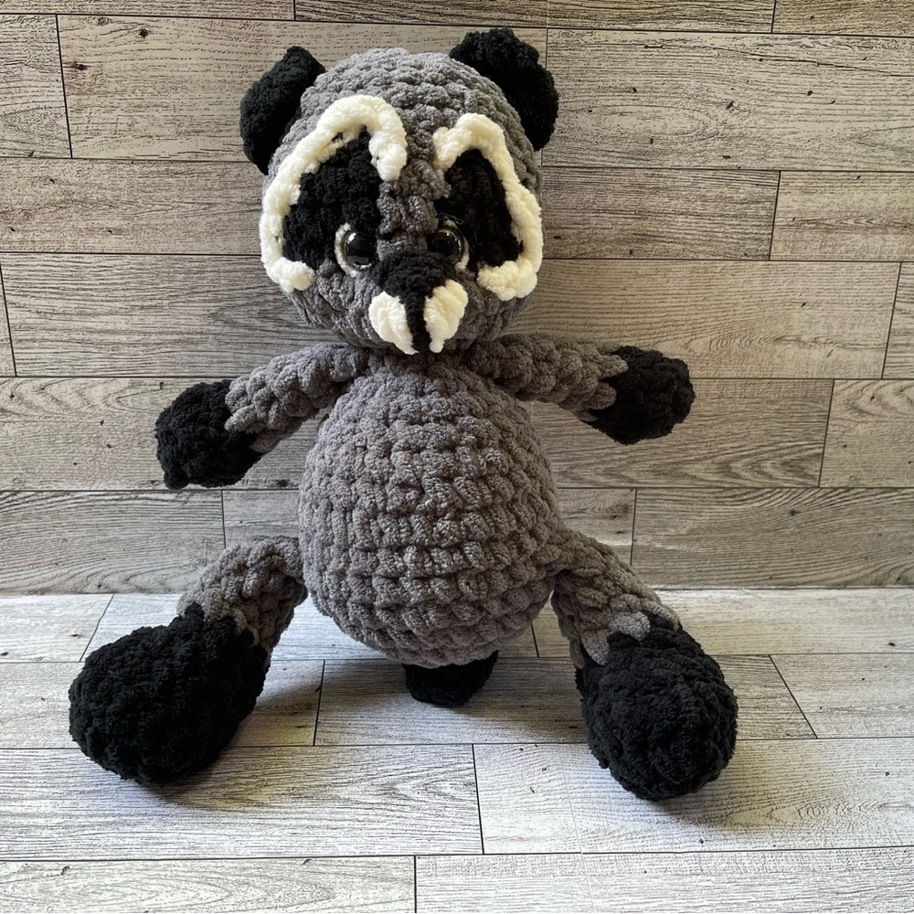 Handmade Crochet Raccoon Plush Toy